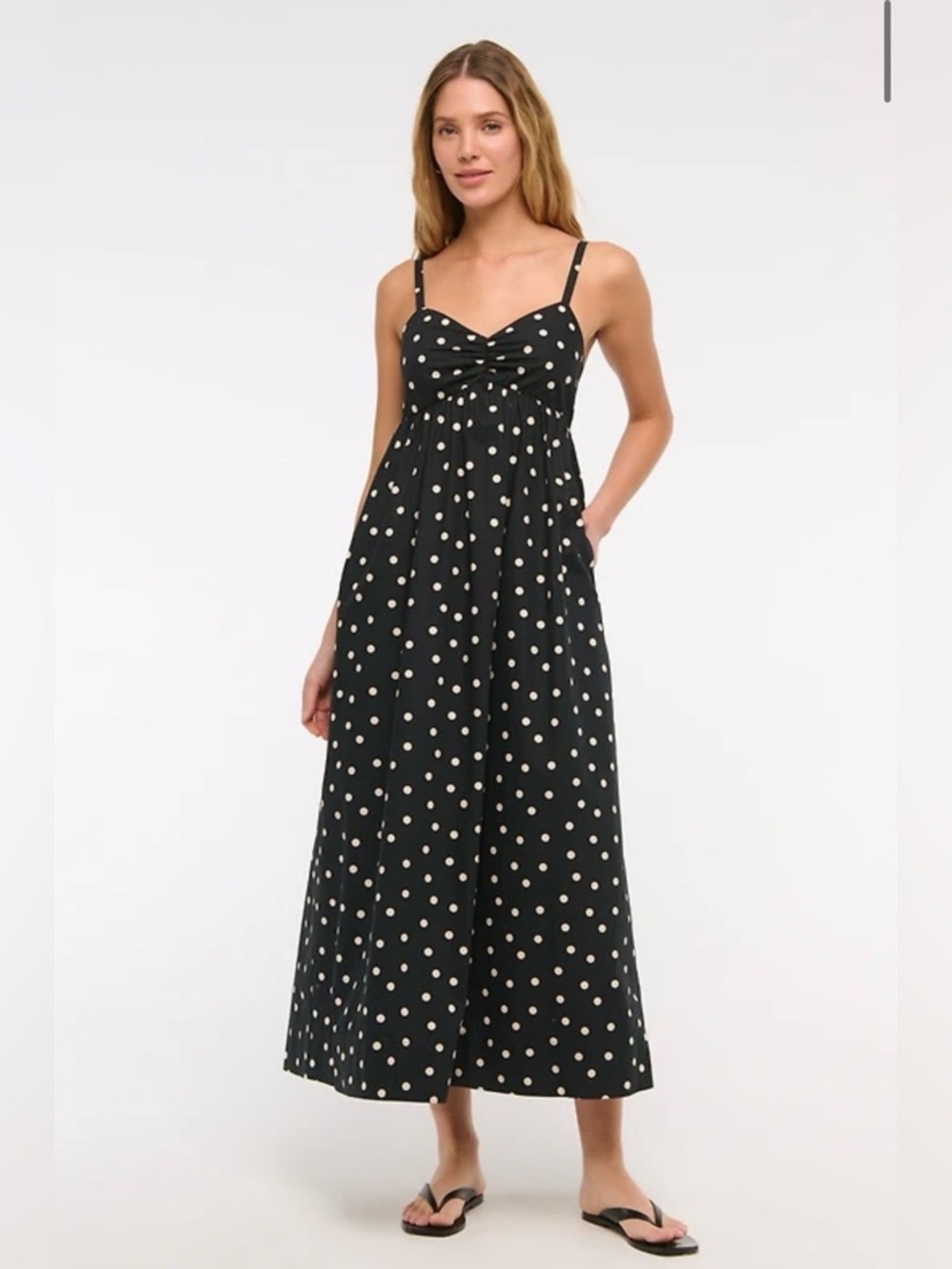 Abercrombie & Fitch Polka Dot Babydoll Maxi Dress | Large Petite | Sweetheart